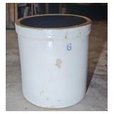 6 GALLON CROCK, HAS CRACK