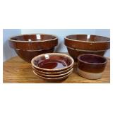 (2) LARGE PICKET FENCE CROCK BOWLS, SOUP BOWLS