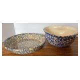 ROSEVILLE POTTERY PIE PLATE & HEART SHAPE BOWL