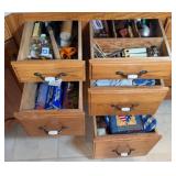 (5) DRAWERS OF KITCHEN UTENSILS, TOWELS, & MORE
