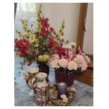 VASES W/ FLORAL ARRANGEMENTS