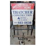METAL & OTHER SIGN, & HITCHING TREE