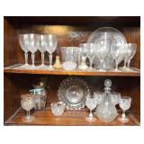 CRYSTAL DECANTER, PITCHER, & ASSTD GLASSWARE