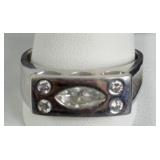 MENS 5 STONE 14 K WHITE GOLD RING
