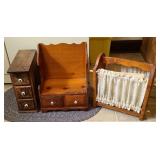 SEWING MACHINE BOX, DOLL CHAIR, MAGAZINE RACK