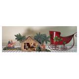 HALLMARK PAPER NATIVITY & METAL SLED