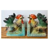 CHALKWARE ROOSTER BOOKENDS