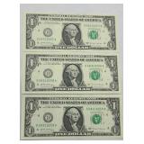 (3) 2017 $1 BILLS CONSECUTIVE UNCIRCULATED