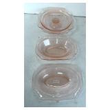 PINK DEPRESSION CAKE STAND, GLASS BOWL