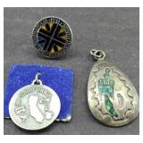 (2) STERLING SILVER PENDANTS & 1971 INDY PIN