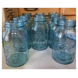 (10) BLUE BALL CANNING JARS