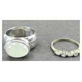 (2) STERLING SILVER RINGS (1) HAS ICY QUARTZ