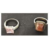 (2) STERLING SILVER RINGS W/ STONES