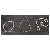 (2) STERLING SILVER BRACELETS & NECKLACE