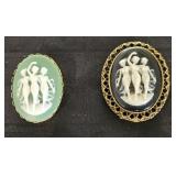 (2) CAMEO LADIES PINS