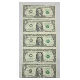 (5) 1995 $1 BILLS CONSECUTIVE UNCIRCULATED
