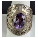 STERLING SILVER AMETHYST RING
