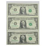 (3) 2017 $1 BILLS CONSECUTIVE UNCIRCULATED