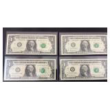 (4) 2017 UNCIRCULATED $1 BILL STEVEN MNUCHIN