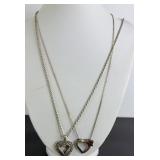 (2) STERLING SILVER NECKLACES W/ HEART PENDANTS