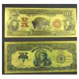 (2) GOLD FOIL FANTASY BILLS, WESTERN