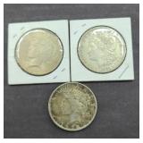 (3) PEACE SILVER DOLLARS, 1921,1922,1923