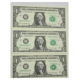 (3) 2013 $1 BILLS CONSECUTIVE UNCIRCULATED