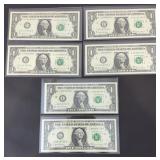 (6) 2017 UNCIRCULATED $1 BILL STEVEN MNUCHIN
