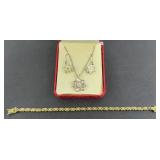 STERLING SILVER JEWELRY NECKLACE & EARRINGS