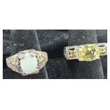 (2) STERLING SILVER RINGS CITRINE & OPAL