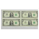 (4) $1 BILLS CONSECUTIVE UNCIR (2) 2013 (2) 2017