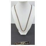STERLING SILVER HEAVY CHAIN NECKLACE & BRACELET