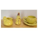 BYBEE POTTERY SMALL CREAM & SUGAR & SNOWMAN
