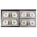 (4) 2013 UNCIRCULATED $1 BILL JACOB LEW