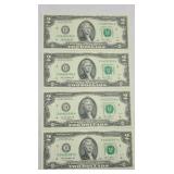 (4) 2013A $2 BILLS CONSECUTIVE UNCIRCULATED