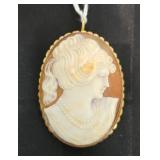 SHELL CAMEO W/ 18 KT GOLD BEZEL