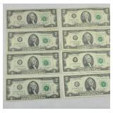 (4) 1976 (2) 1995, (1) 2003 & (1) 2013 $2 BILLS