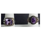 (2) STERLING SILVER AMETHYST RINGS