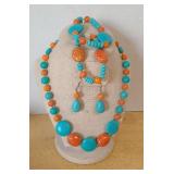 STONE NECKLACE W/ BRACKETS & EARRINGS