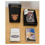 (4) ZIPPO LIGHTERS, NASCAR & MORE