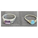 (2) STERLING SILVER RINGS W/ STONES