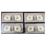 (4) UNCIRCULATED $1 BILL 2013 & 2017