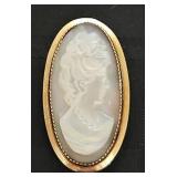 CAMEO PIN W/ 12 KT BEZEL