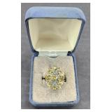 14K GOLD ON STERLING RING W/ GEMSTONE