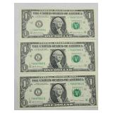 (3) 2017 $1 BILLS CONSECUTIVE UNCIRCULATED