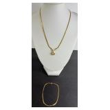 14KT GOLD NECKLACE W/ DIAMOND & BRACELET