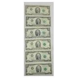 (3) 1976 BICENTENNIAL & (3) 1995 $2 BILLS