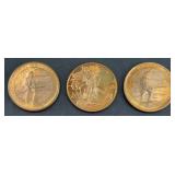 (3) COPPER 1 OUNCE COINS