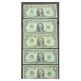 (3) 1963B $1 GREEN SEAL & 1974 $1 GREEN SEAL