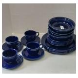 FIESTA BLUE DISHES SERVICE FOR 4